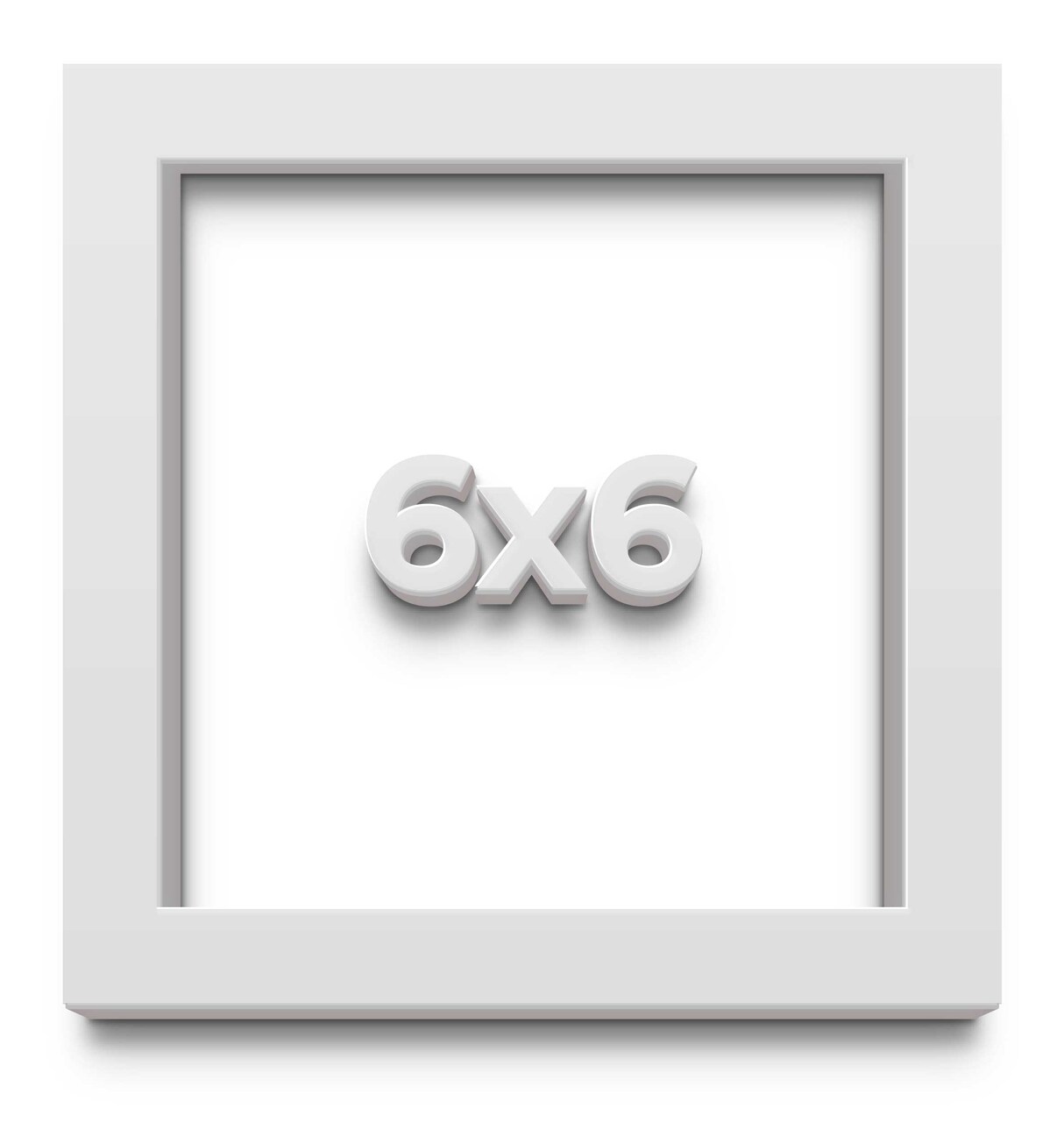 Square Shadow Box 1" Depth White Picture Frame - UV Acrylic, Backing, Hanging Hardware